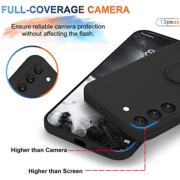 Kompatibel med Samsung Galaxy S25 telefoncover med ringholder (sort)