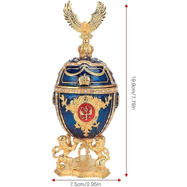 Håndmalet emaljeret Fabergé-æg guldbelagt glitrende diamant smykkeskrin