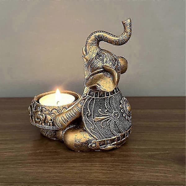 Dyr lysestake, elefantskulptur, telysestake dekorasjon