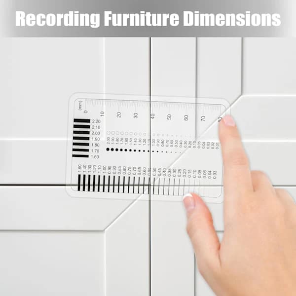 2-piece crack measuring ruler, transparent ruler, for measuring and recording damage and cracks on flat masonry surfaces.