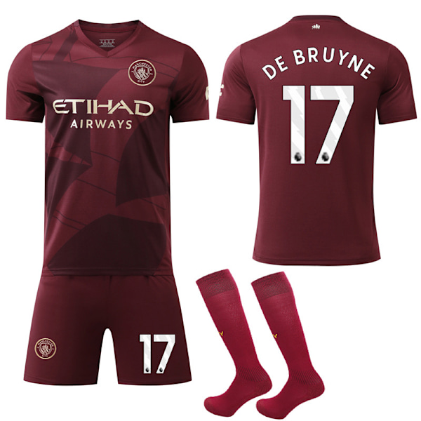 2024-2025 Manchester City Vieraspaita Lapsi Aikuinen Jalkapallopaita Setti No.17 DE BRUYNE No.17 DE BRUYNE 18