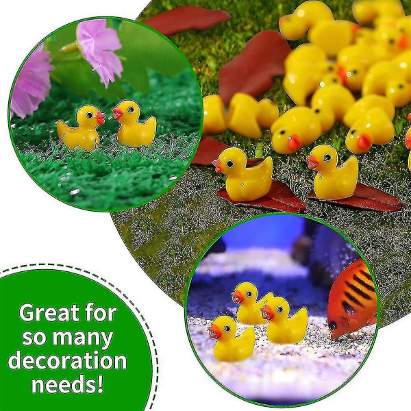 Mini Gule Ænder Andunger Små Ællinger Havedekoration Akvarium Dukkehus Potteplanter Dekoration 100 stk