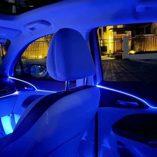 Dekorative LED-lys til bil, ledninger, neonlysstriper til bil, DIY isblå. Ice blue 1M USB drive
