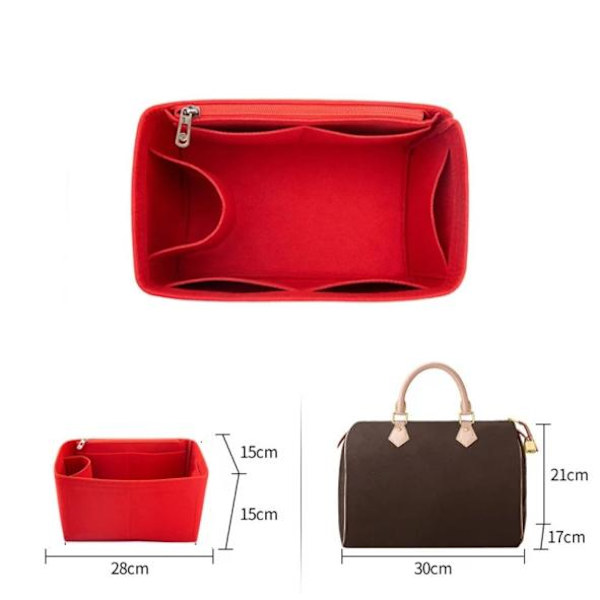 Handbag Liner with Felt Inserts red For Speedy 30