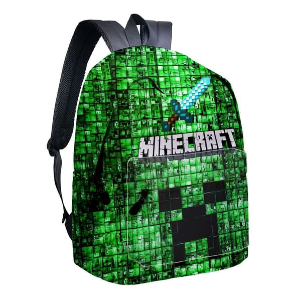 Sort Minecraft-rygsæk til drenge, one size fits all