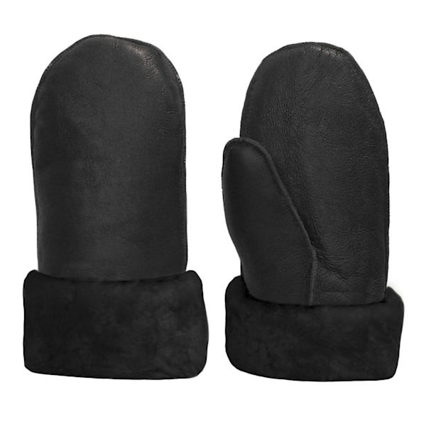 Fårskinnsvantar i äkta läder - Herr & Dam Black Stl. 8 - Dam: Small/Medium