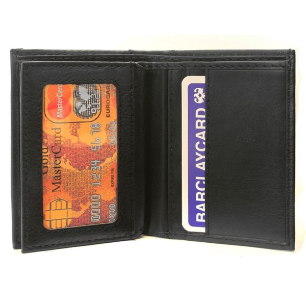 Svart korthållare / plånbok i oxskinn RFID