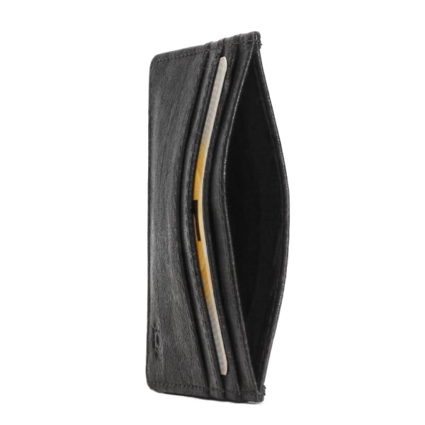 Korthållare med RFID-skydd i äkta läder Black Svart