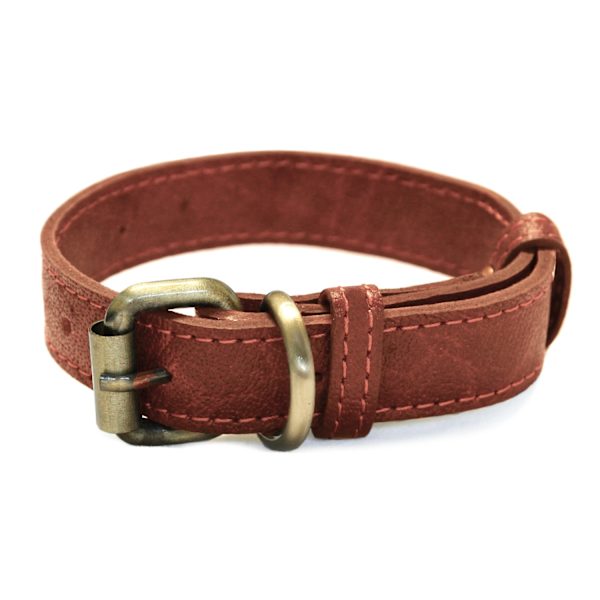 Hundkoppel och halsband set i äkta läder (XS-XXL) Ljusbrun