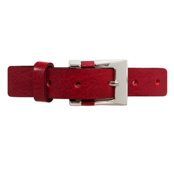 Rött 25mm damskärp i kalvläder 85 cm (midjemått)
