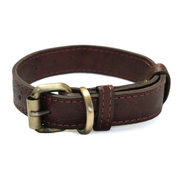 Hundhalsband i äkta läder (XS-XXL) Brown Brun - M