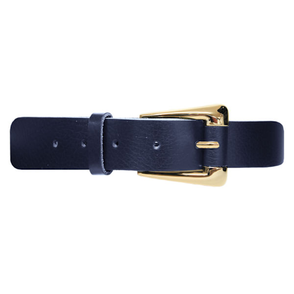 Marinblått 30mm damskärp i kalvläder 85 cm (midjemått)