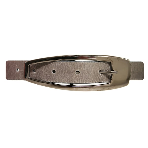 Grått 25mm damskärp i kalvläder 80 cm (midjemått)