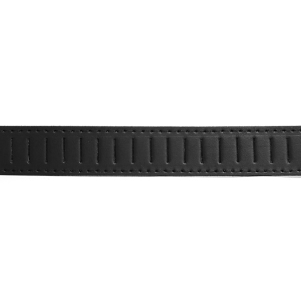 Svart läderbälte med vertikla snitt 115 cm