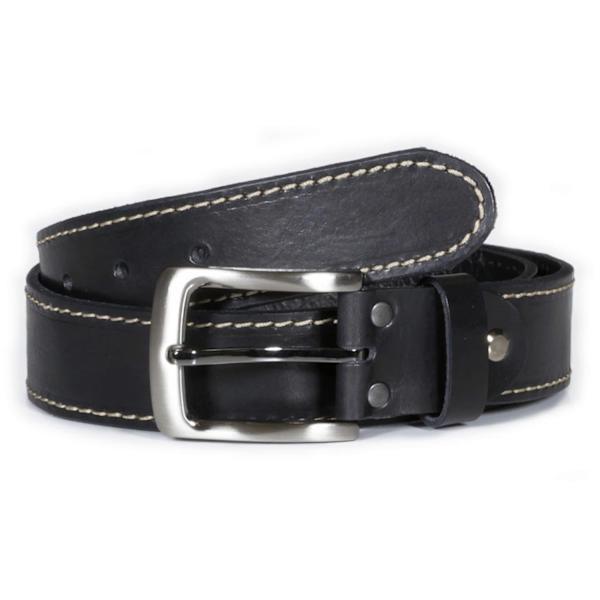 Svart 35mm jeansbälte i kalvläder 85 cm