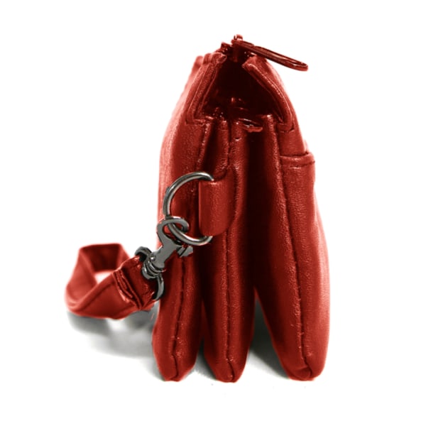 Röd handledsväska i lammnappa läder