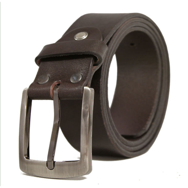 Brunt 35mm jeansbälte i kalvläder 105 cm (midjemått)