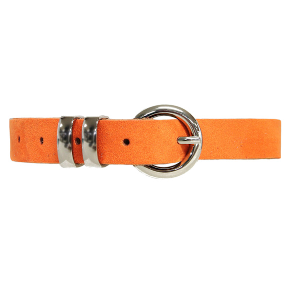 Orange 20mm damskärp i slipad kalvläder 90 cm (midjemått)