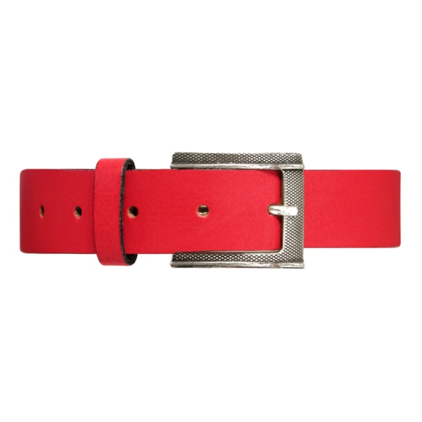 Rött 30mm damskärp i kalvläder 95 cm (midjemått)