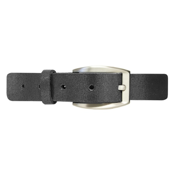 Svart 25mm damskärp i kalvläder med glittrande 85 cm (midjemått)