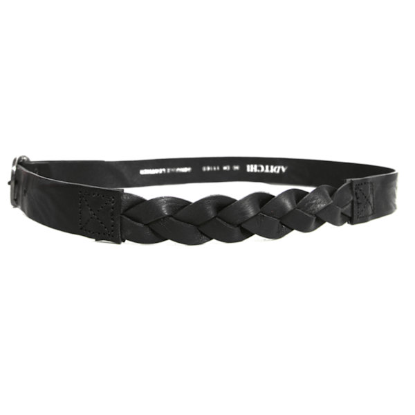 Svart 30mm damskärp i kalvläder 90 cm (midjemått)