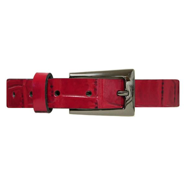 Rött 25mm crocco damskärp i kalvläder 85 cm (midjemått)