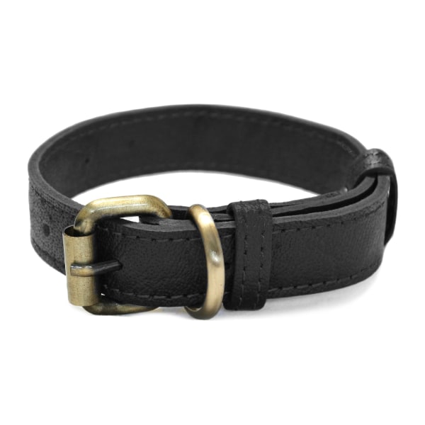 Hundhalsband i äkta läder (XS-XXL) Black Svart - L