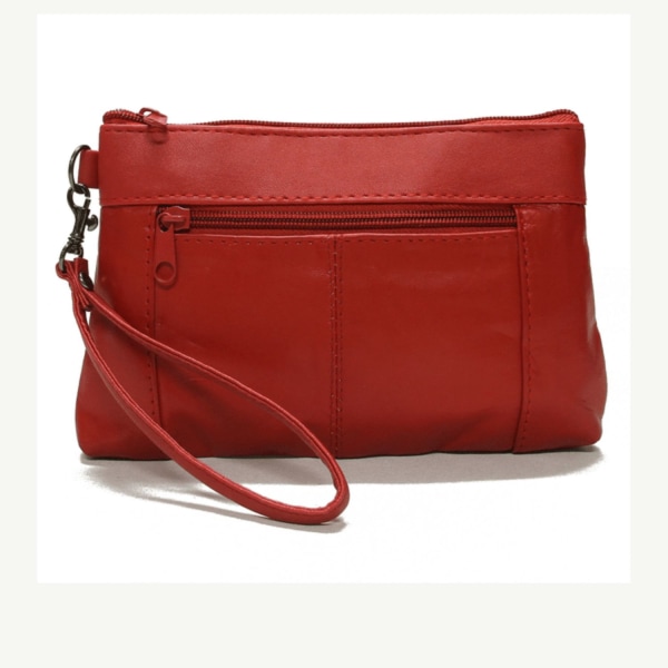 Handväska i äkta lammnappa läder (svart, marin eller röd) Black Svart