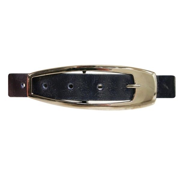 Marinblått 25mm damskärp i kalvläder med kromat 95 cm (midjemått)