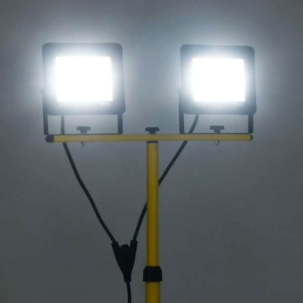 vidaXL Strålkastare med stativ 2x100 W LED kallvit Svart