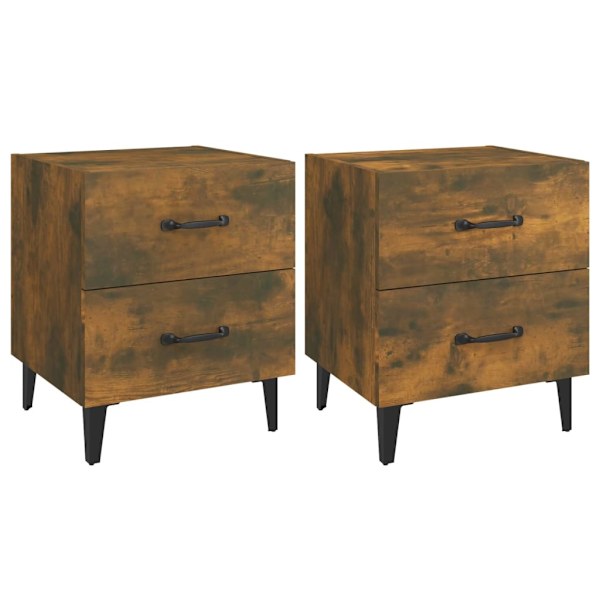 vidaXL Sängbord 2 st Rökfärgad ek 40x35x47,5 cm Brun