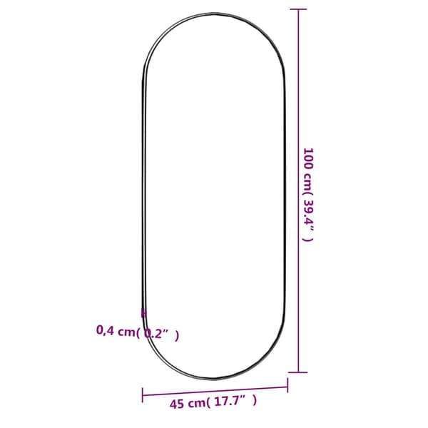vidaXL Väggspegel 45x100 cm glas oval Silver