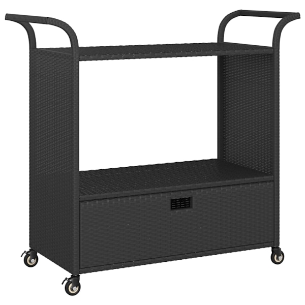 vidaXL Serveringsvagn med låda svart 100x45x97 cm konstrotting Svart