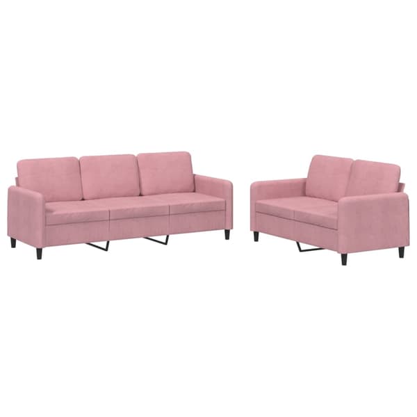 vidaXL Soffgrupp 2 delar rosa sammet Rosa