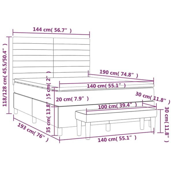 vidaXL Ramsäng med madrass mörkgrön 140x190 cm sammet Grön