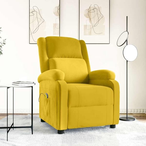 vidaXL Massagefåtölj gul sammet Gul