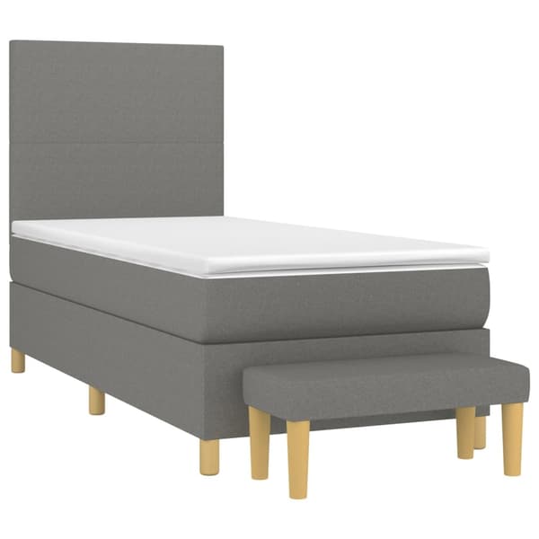 vidaXL Ramsäng med madrass mörkgrå 90x200 cm tyg Grå