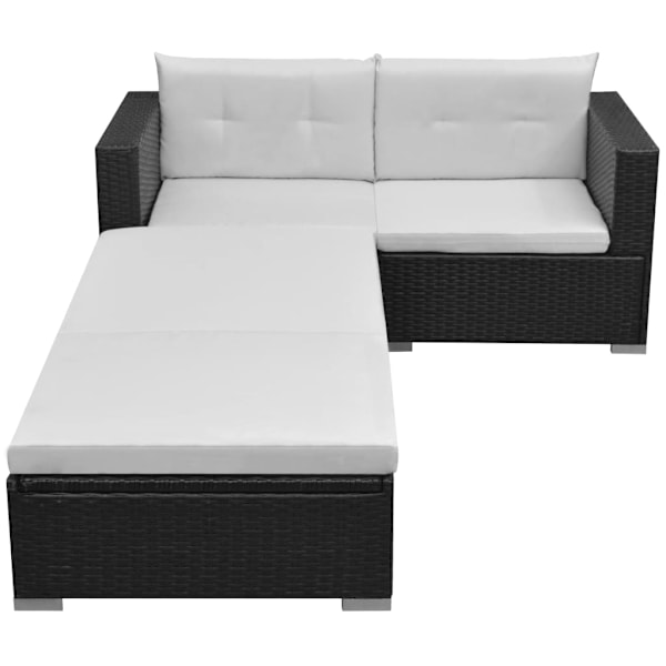 vidaXL Loungeset för trädgården med dynor 3 delar konstrotting svart Svart