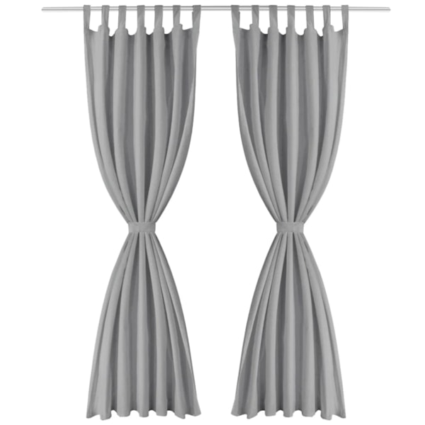 vidaXL Gardiner i microsatin 2 st med öglor 140x245 cm grå grå