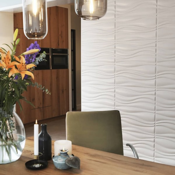 WallArt Väggpanel 3D Waves 12 st GA-WA04 Vit
