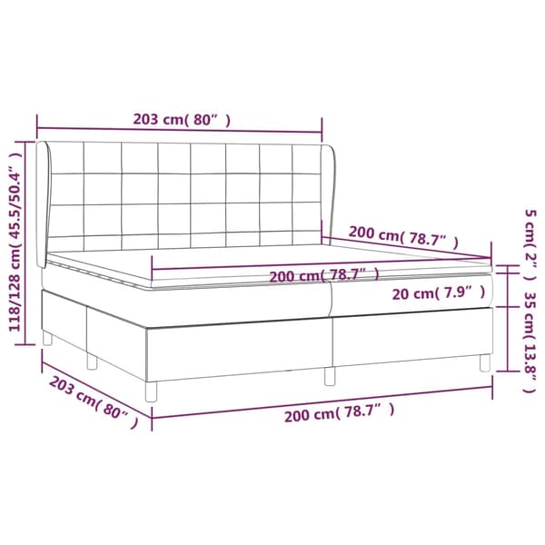vidaXL Ramsäng med madrass ljusgrå 200x200 cm sammet Grå
