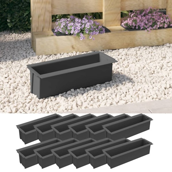 vidaXL Blomlådor för Europallar 12 st grå 36x13,5x9,5 cm PP grå