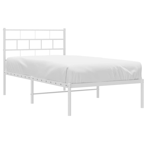 vidaXL Sängram med huvudgavel metall vit 100x200 cm Vit