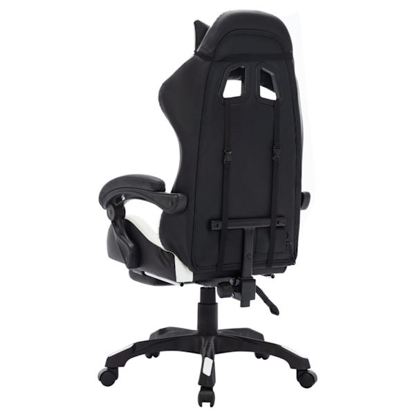 vidaXL Gamingstol med RGB LED-lampor vit och svart konstläder multifärg