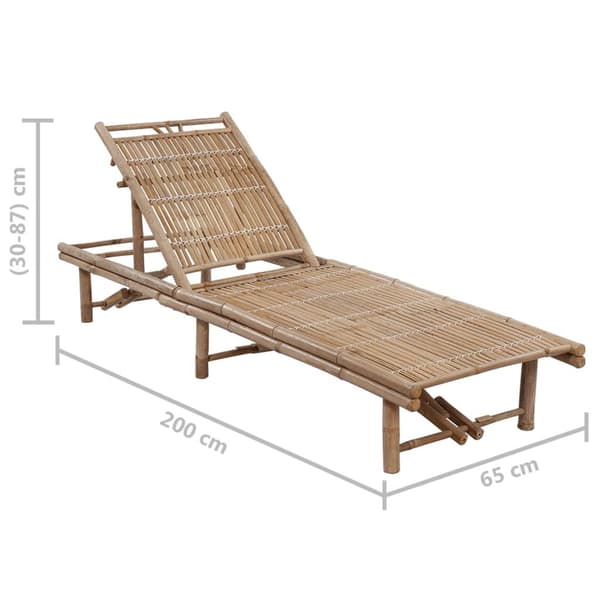 vidaXL Solsäng med dyna bambu Röd