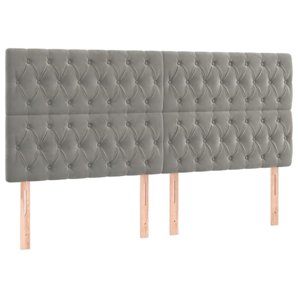 vidaXL Ramsäng med madrass ljusgrå 200x200 cm sammet Grå
