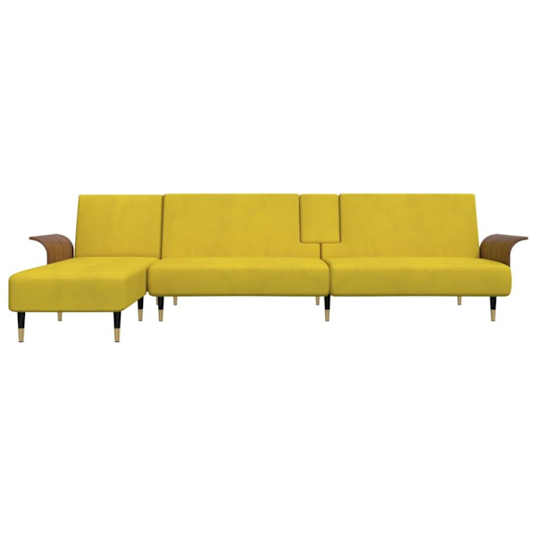 vidaXL L-formad bäddsoffa gul 279x140x70 cm sammet Gul