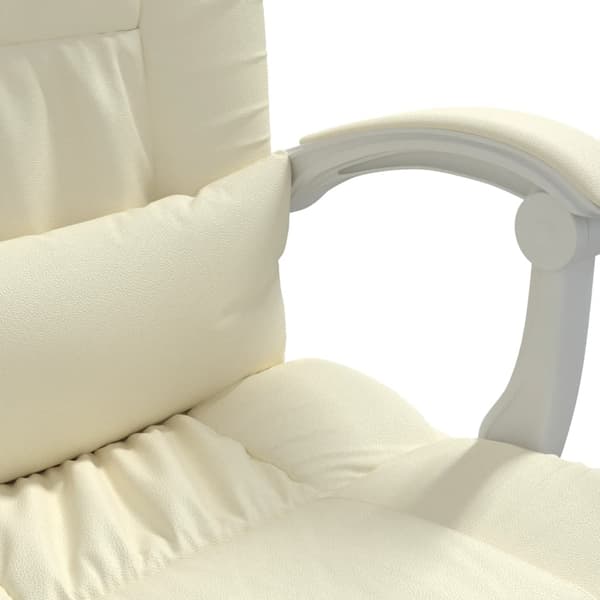 vidaXL Kontorsstol med massage gräddvit konstläder Kräm