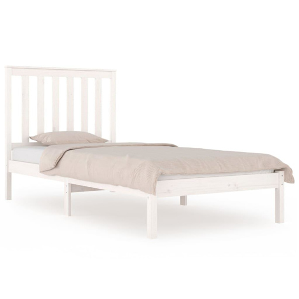 vidaXL Sängram vit massiv furu 100x200 cm enkelsäng Vit