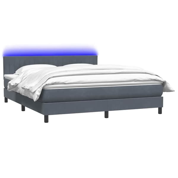 vidaXL Ramsäng med madrass mörkgrå 180x210 cm sammet Grå